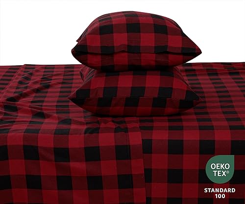 Miniatura 3 de Bliss Casa Juego de sábanas de franela de 4 piezas, 100% algodón, cálidas y extrasuaves, bolsillos profundos, transpirables, cómodas para todas las