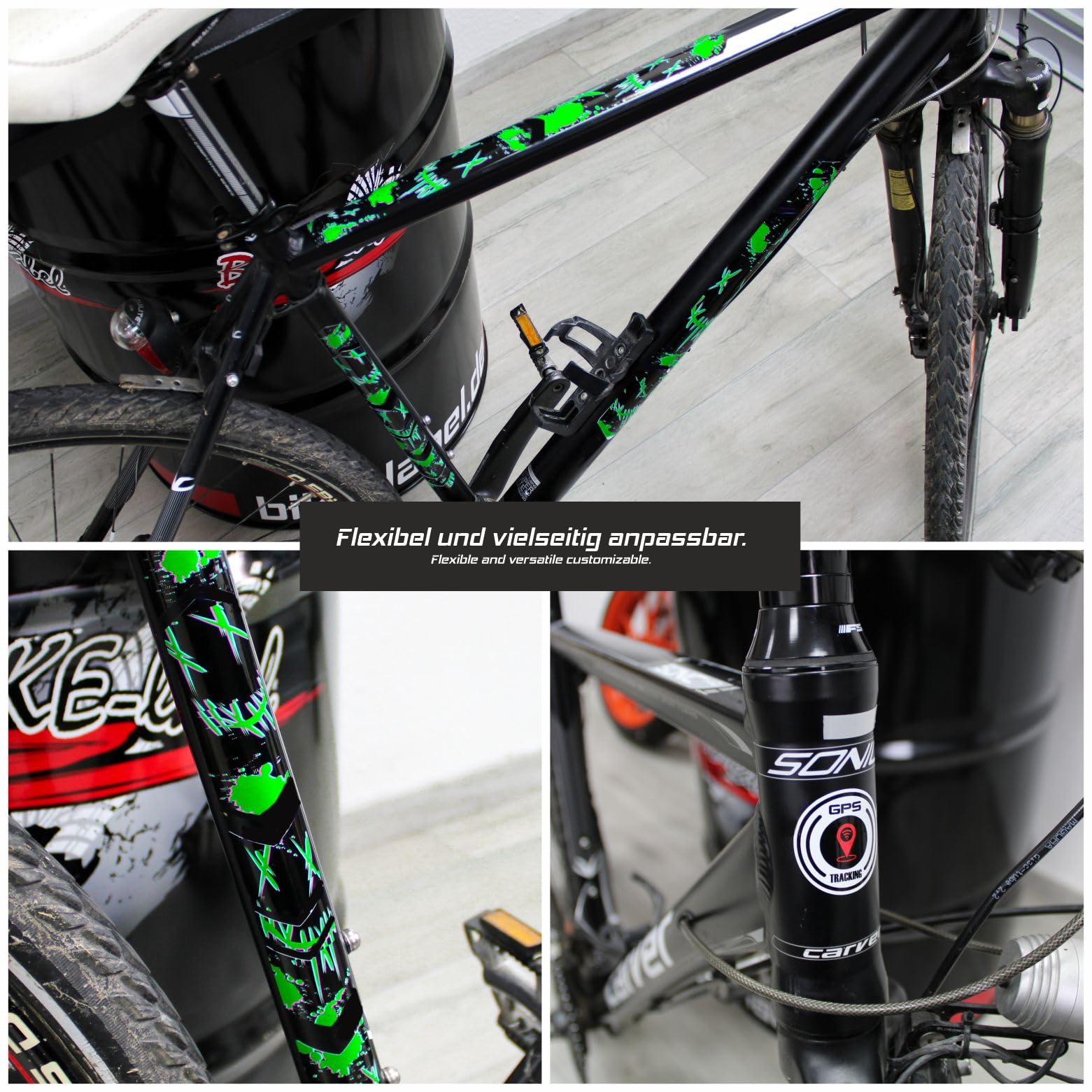 Kit De Décalcomanies En Vinyle Pour Cadre De Vélo Scott - Vert Brillant, Facile à Poser Et Résistant