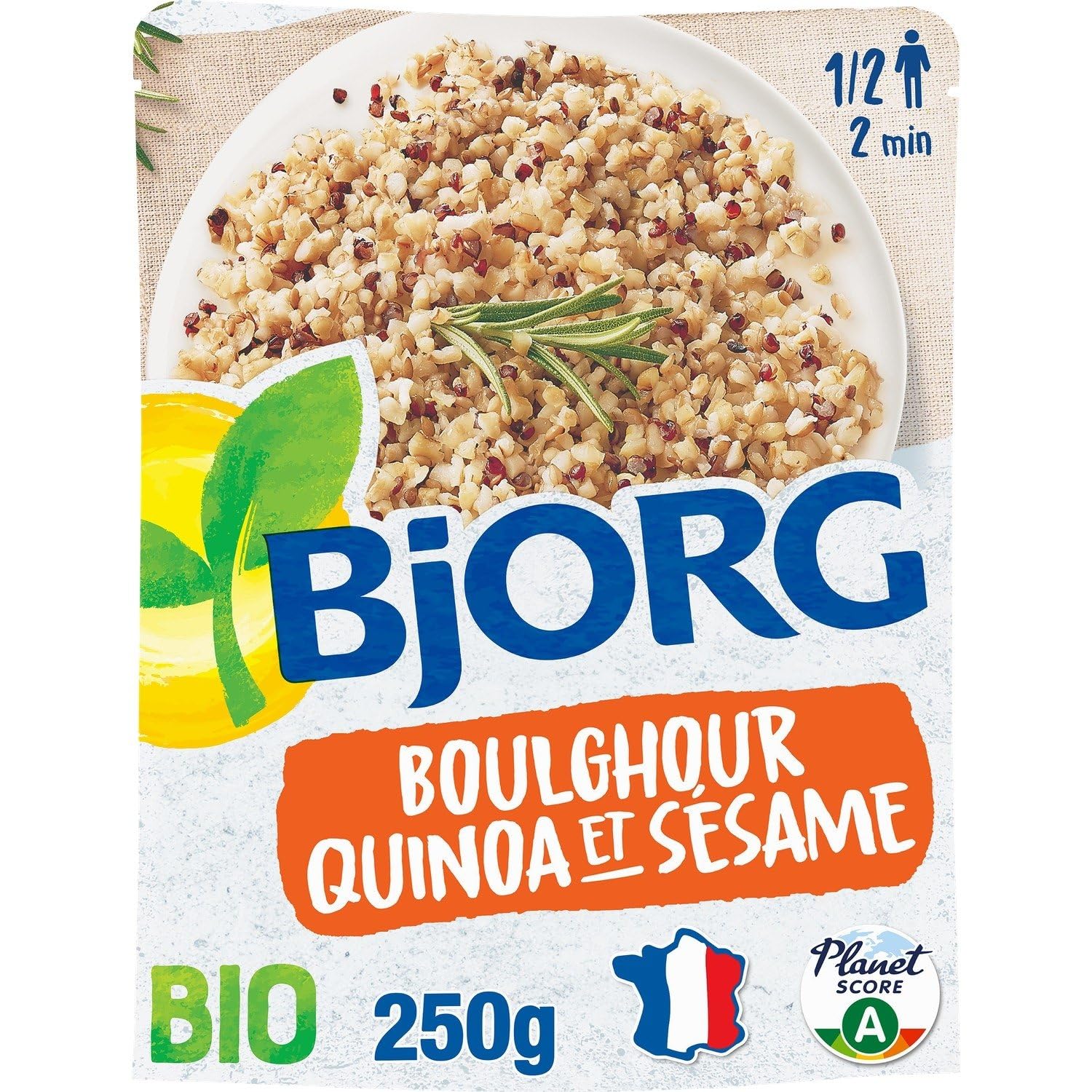 BJJORG – Plat Cuisiné Bio Équilibré au Boulghour, Quinoa & Sésame, Saveur Naturelle (250g) - Lot de 4 - vendu par Lot