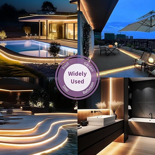 Miniatura 8 de IP67 COB LED tira de luz 100FT30M al aire libre llevó luces de tira impermeable 3000 K CRI90+flexible 24 V para terrazas de cocina