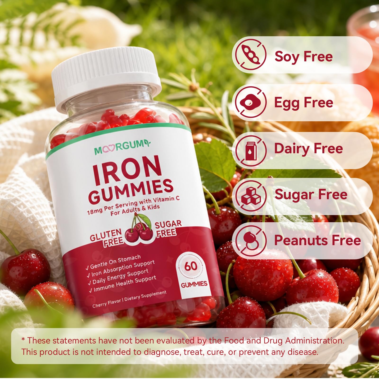 Iron Gummies with Vitamin C, High Absorption 18mg Iron Supplements — Amazon image 7