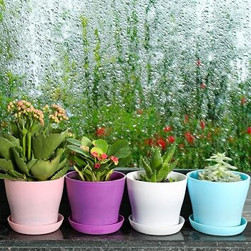 TDHDIKE 10 Pcs Plastic Planters Indoor Flower Plant Pots (White25)