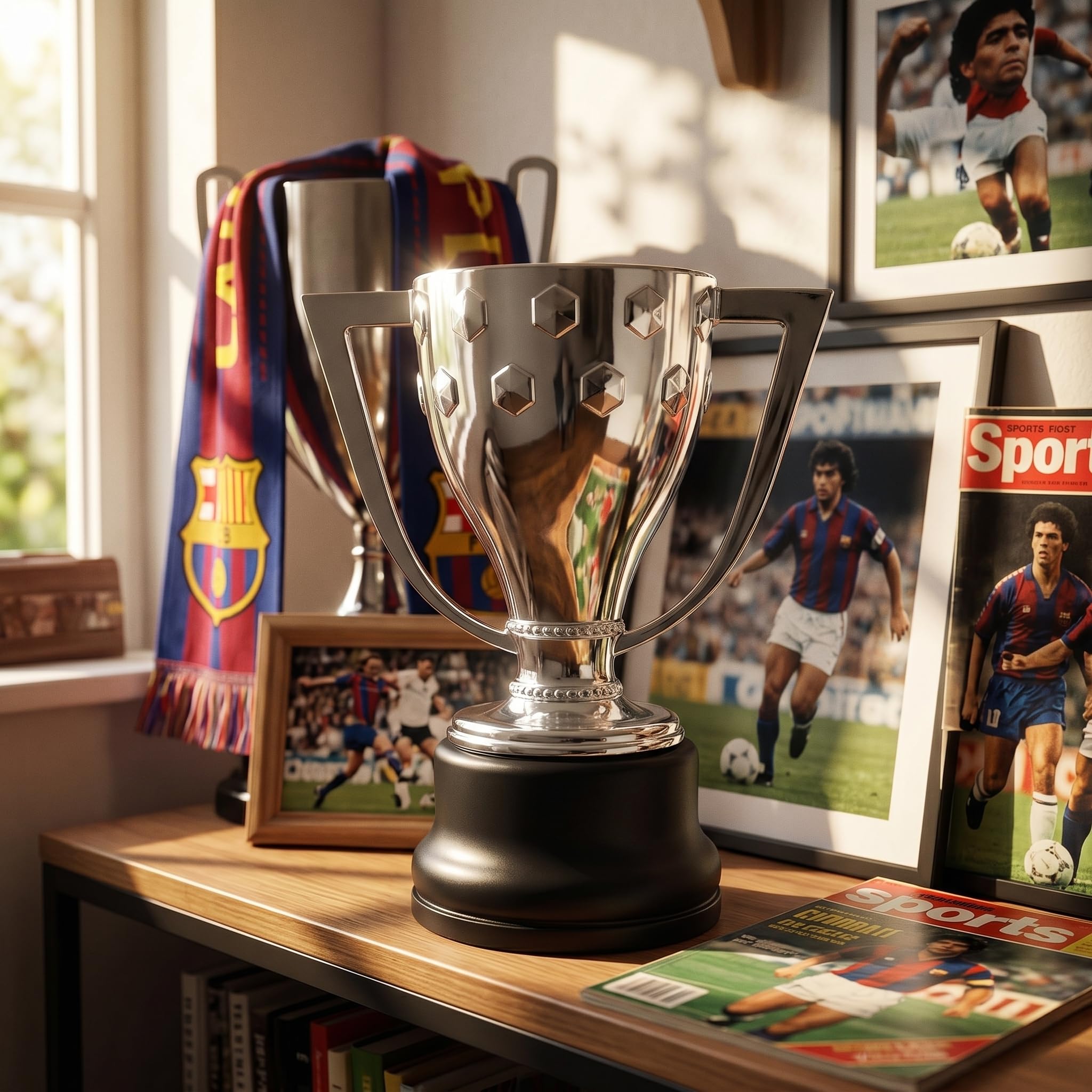 La Liga Trophäe Replik Copa del Rey Meisterschaft Pokal Spanischer Fußball Preis Trophäe Replik Fußball Trophäe Sammlerstück Fan Souvenir Geschenk für Fußball Fans Männer Frauen