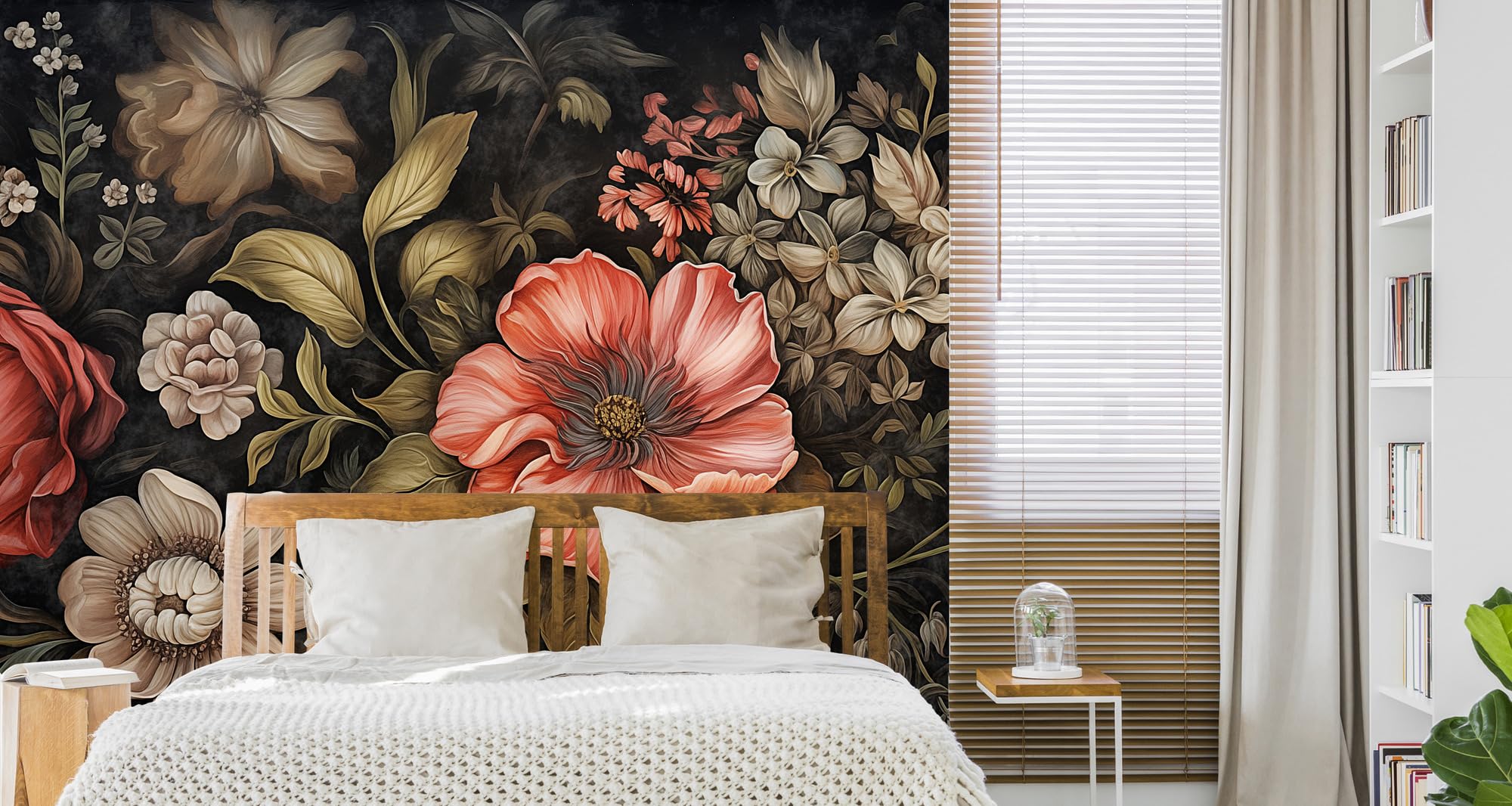 Muralo - Tapeta 3D z włókniny - fototapeta z efektem 3D - tapeta do salonu, sypialni, tapeta ścienna - fototapeta - kwiaty w stylu vintage - szer. 368 cm x wys. 280 cm