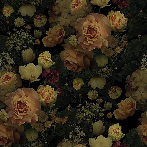 VEELIKE Muted Moody Wallpaper Peel and Stick Vintage Roses Floral