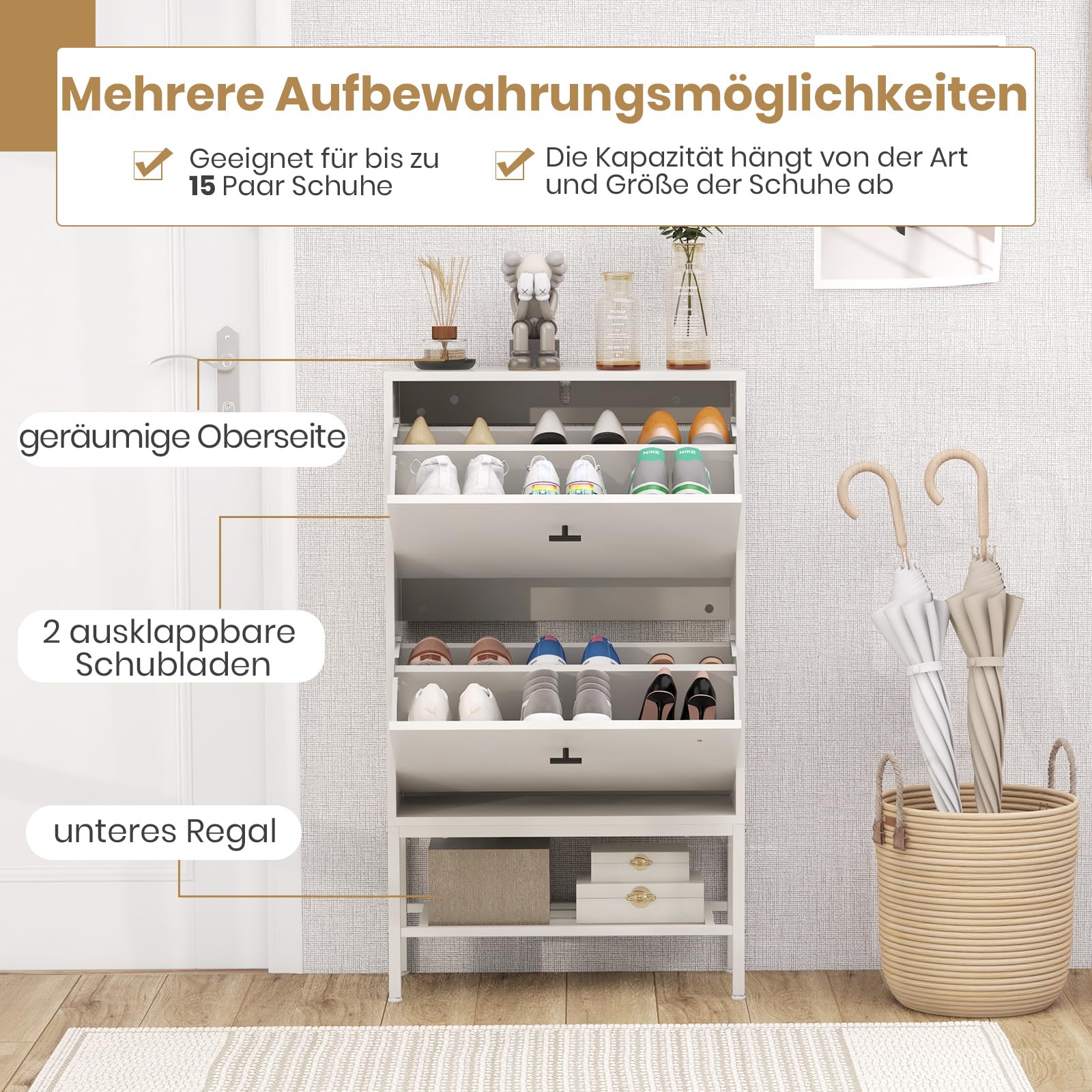 WREWING Schuhschrank - Schuhkipper Schmal - Schuhre Produktbild-Vorschau 5