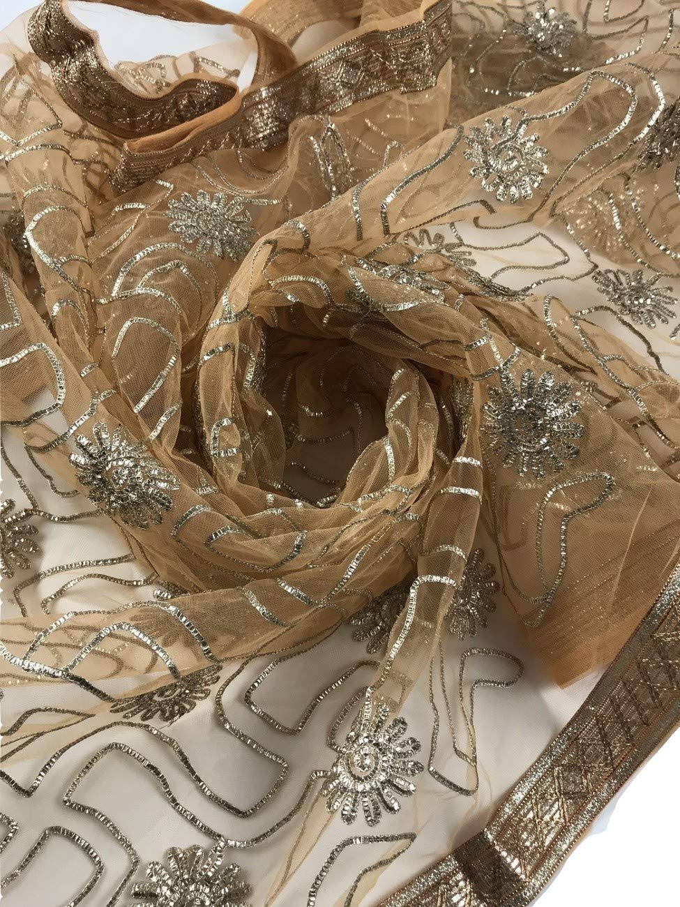 Indian Patiala Suit Traditional Punjabi Dupatta Perfect Match for Party Suits (Gold No 12 (Heavy Gotta Patti Work))