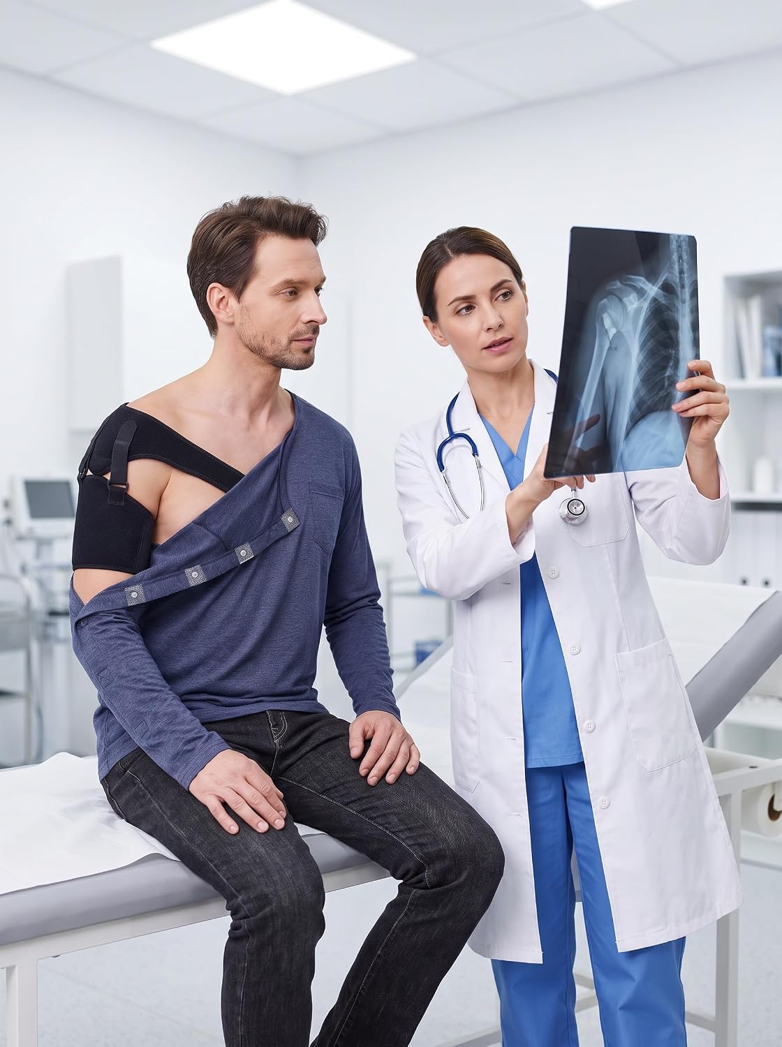 Deyeek Magnetic Post Shoulder Surgery Recovery Shirts for Men Long Sleeve