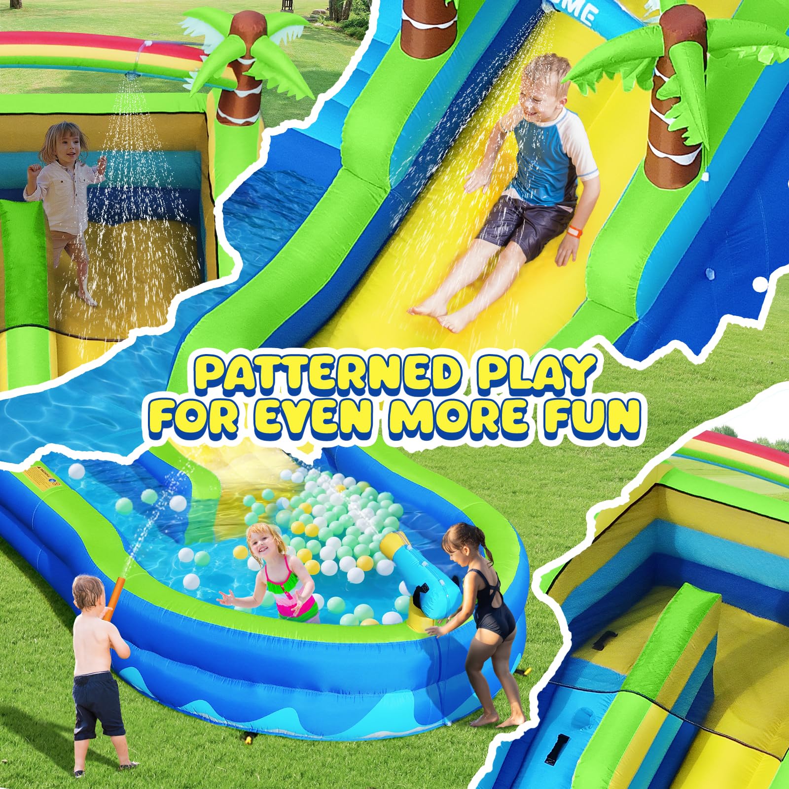 Commercial Grade Water Slide for Kids & Adults Giant Inflatable Water Slide Bounce House with Blower Wet Dry Combo Durable PVC Splash Water Pool for Backyard Parties Beach (20x7.5x9.5FT)