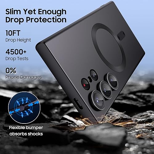 Vista 3 de Magnetic for Samsung Galaxy S24 Ultra Case [Compatible with MagSafe][Built-in Camera Lens Protector] Slim Soft Bumper TPU Shockproof Phone Shell