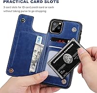 Vista 4 de OT ONETOP - Funda tipo cartera para iPhone 11 Pro Max con tarjetero, piel sintética con ranuras para tarjetas, doble cierre magnético y funda