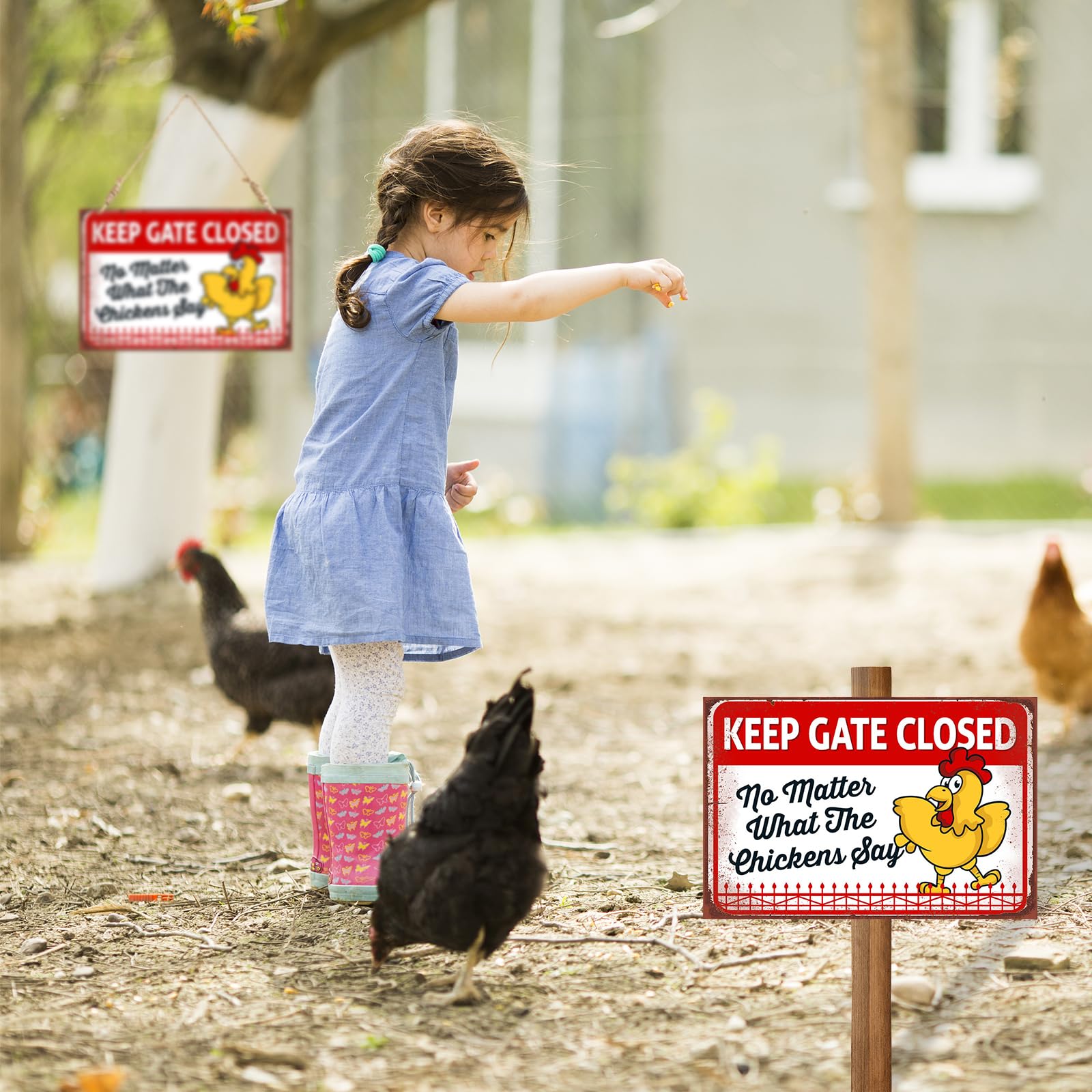 Lustiges Hühnerstall-Schild 'Keep Gate Closed' - Metall, 30,5 X 20,3 Cm, Rustikale Dekoration Für Garten & Stall