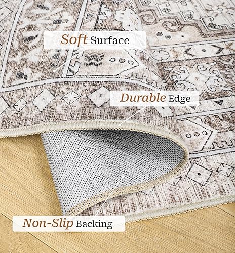Miniatura 4 de zesthome Alfombras de área de 8 x 10 pies para sala de estar, con parte trasera antideslizante, lavables, alfombra vintage de gran área, resistente