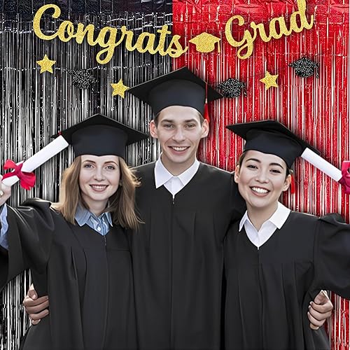 Miniatura 31 de Foil Fringe Curtain Christmas Party Decorations - Red Metallic Tinsel Photo Booth Backdrop Party Steamers Curtains for Christmas New Years