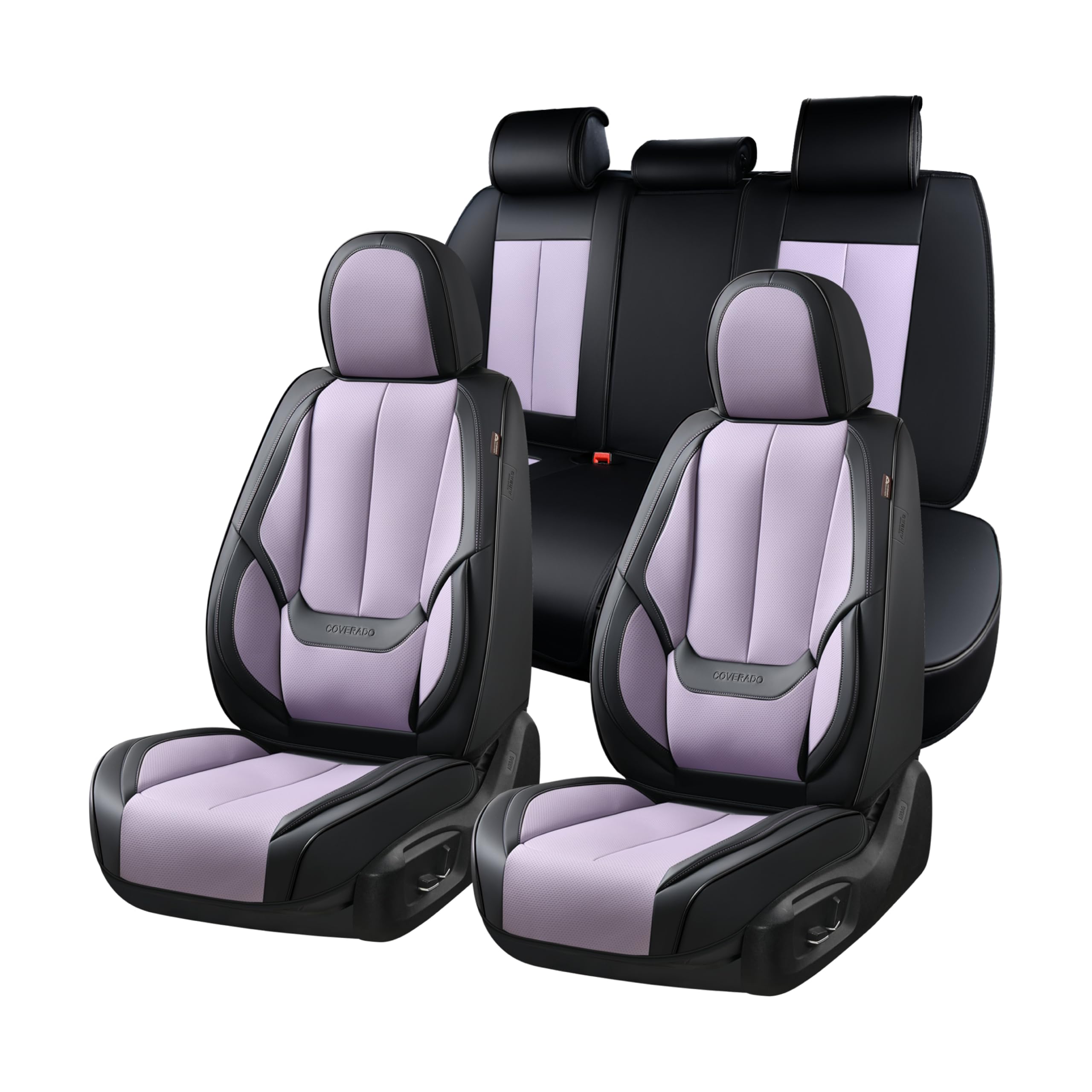 Coverado Car Seat Covers Full Set, Car Seat Protector Waterproof, Nappa Leather Car Seat Cushion, Seat Covers for Cars, Front Seats and Back Universal Fit for Most Cars