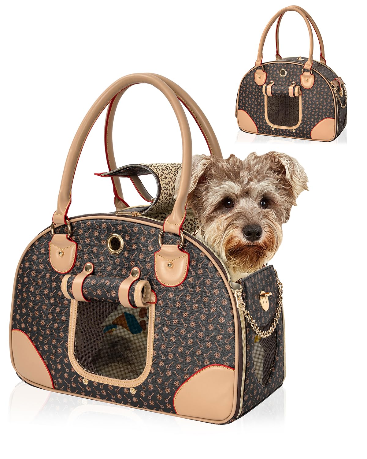 OUUTMEE Borsa per cani, 42 x 18 x 31 cm, borsa per il trasporto di cani fino a 4 kg, adatta per il trasporto di cani di piccola taglia e gatti durante le gite
