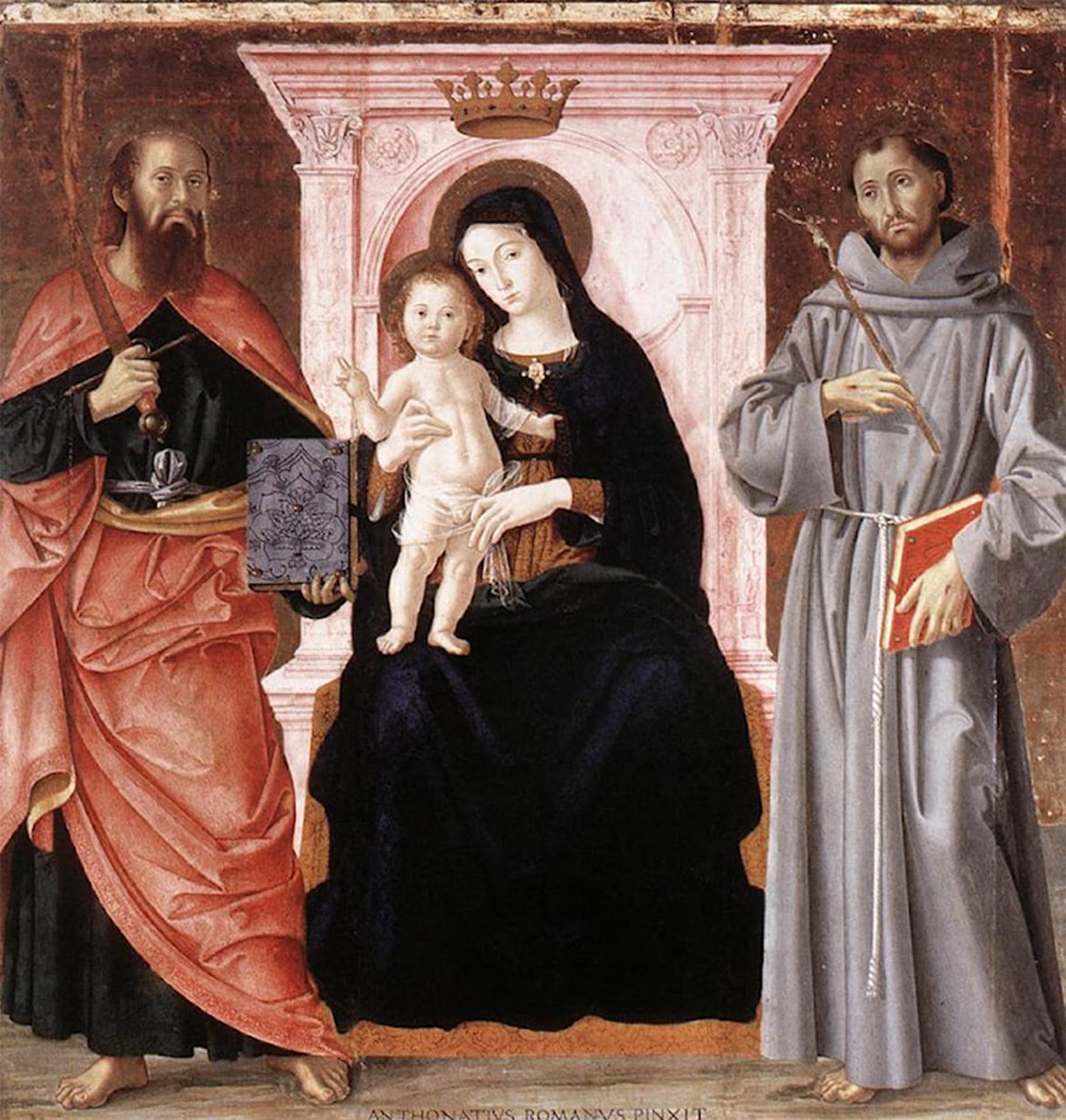ARTXLXXBN Famous Painting Art Wall Decor Abstract Art Picture Lady Enthroned with the Infant Christ and Saints by Antoniazzo Romano Animal Pictures for Home Decor 60x90cm