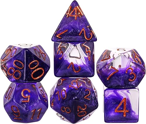Miniatura 2 de HDdais Juego de dados poliédricos DND, 7 piezas RPG D&D para MTG Dungeons and Dragons juego de rol y otros juegos de mesa (morado)