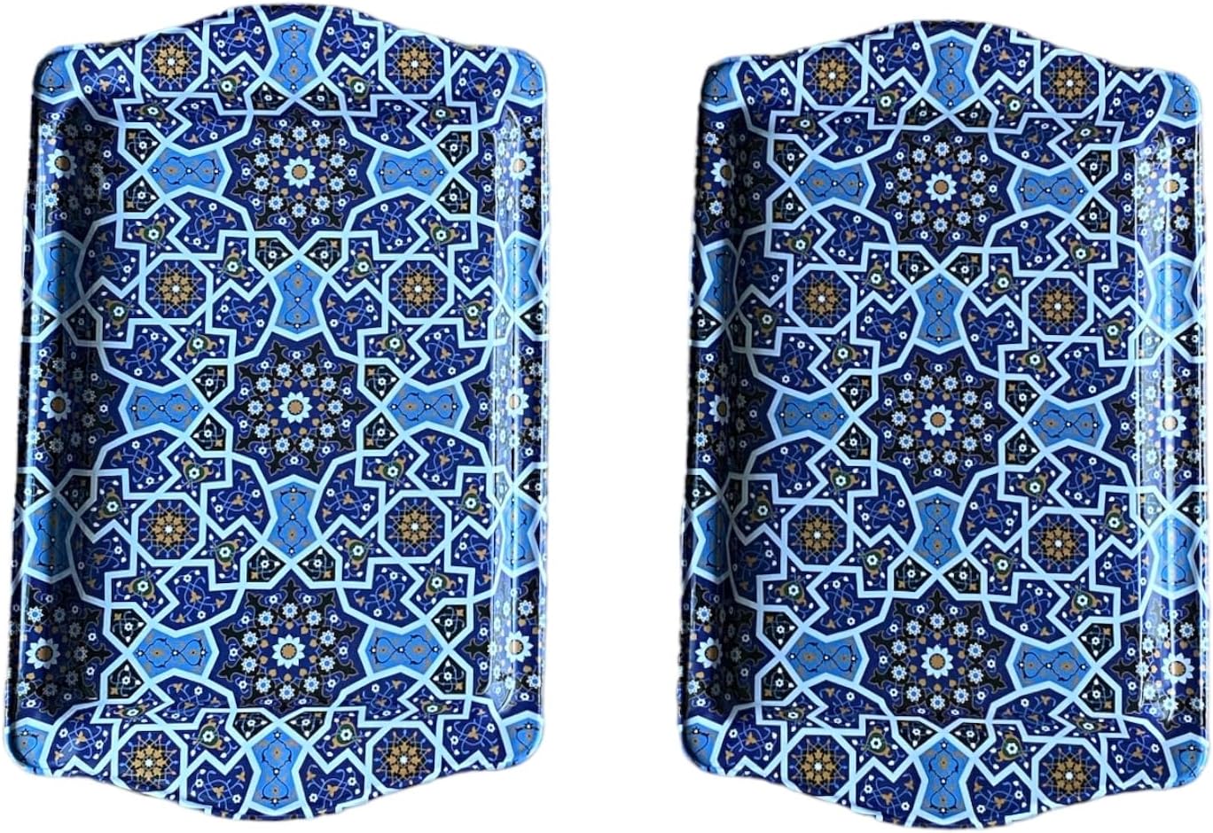 Decorative Metal Serving Trays Set of 2 Small Trays Perfect for Desk, Bathroom