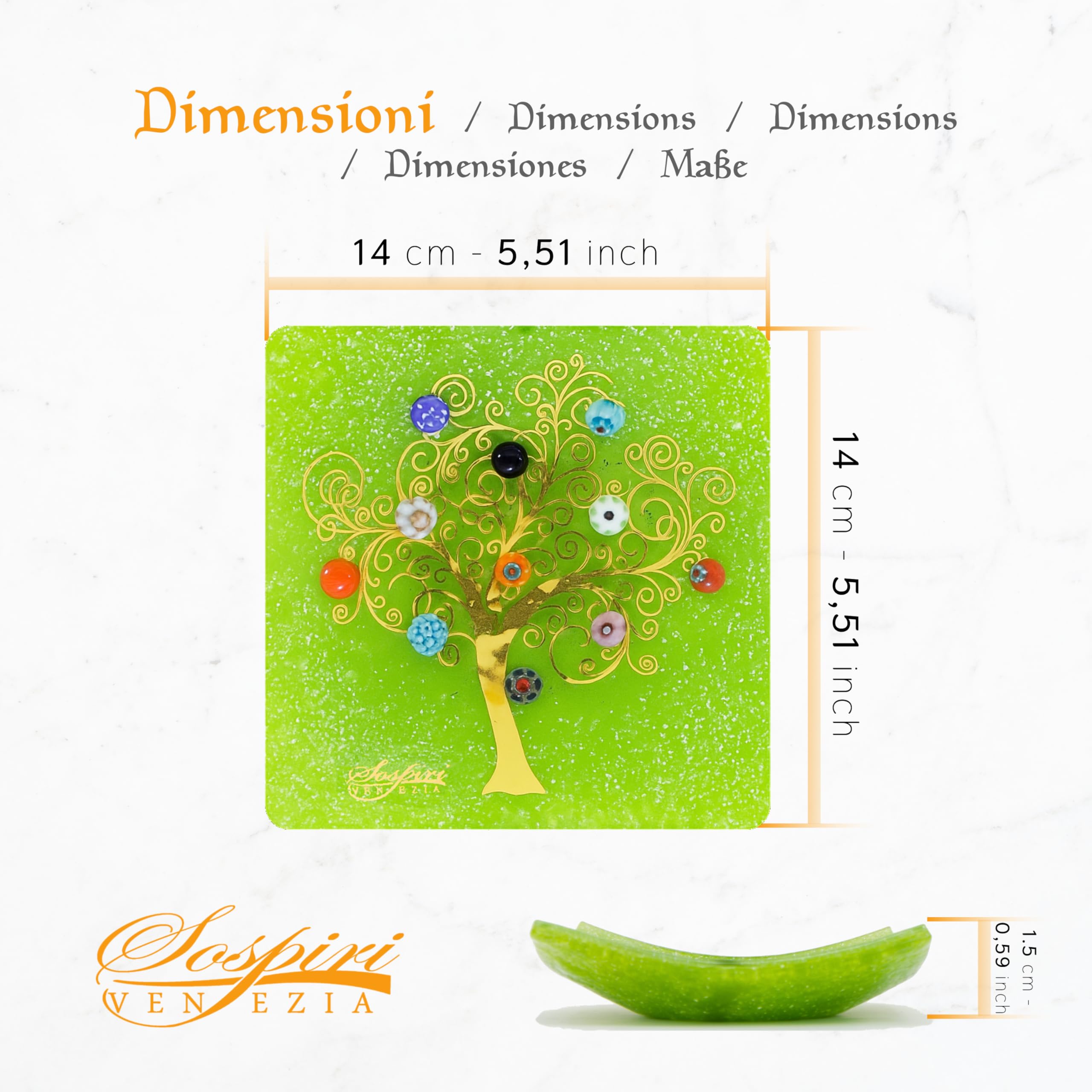 Svuotatasche In Vetro Di Murano Con Albero Della Vita - Decorazione Italiana | Idea Regalo - Foto 7