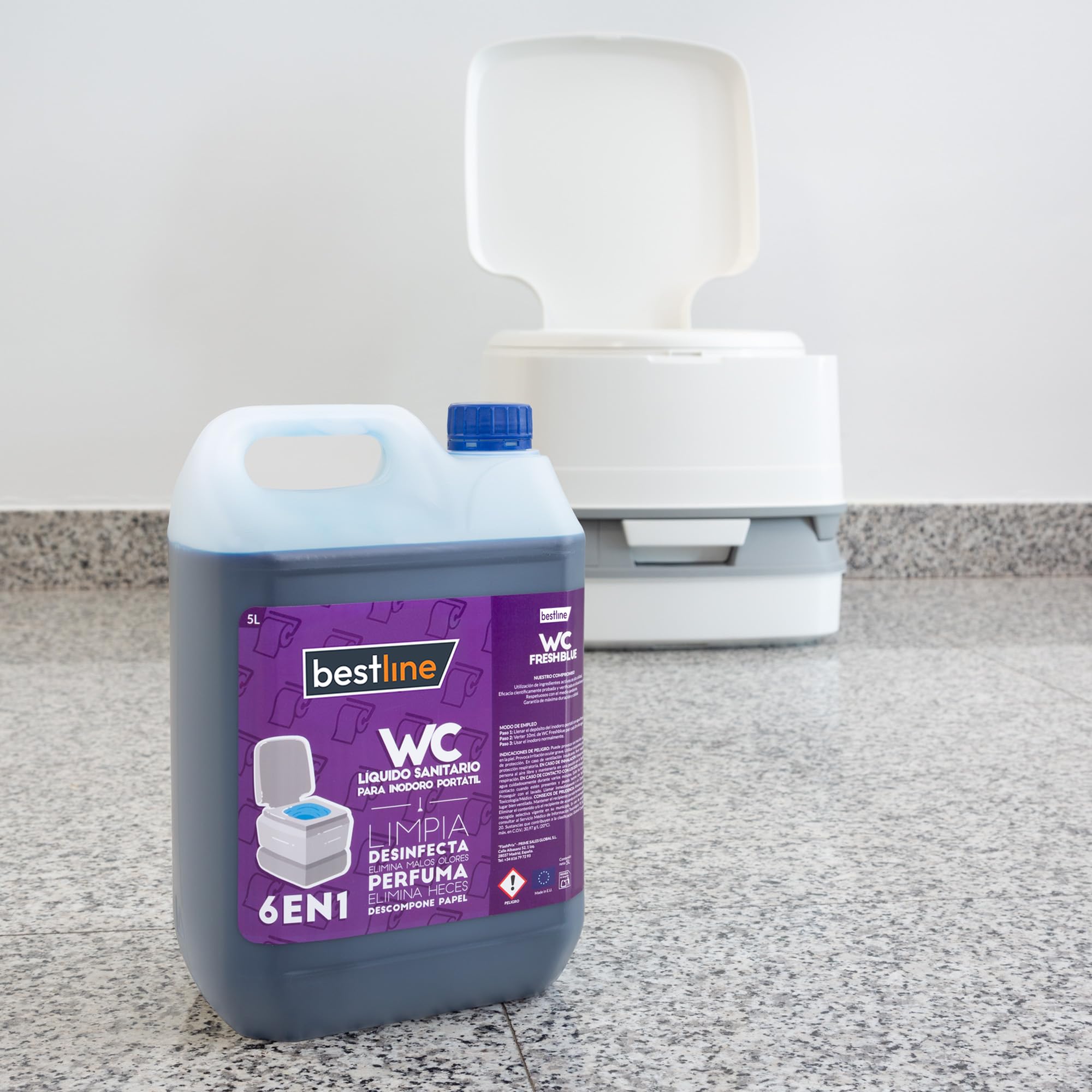 BESTLINE - Pack 3 Garrafas Limpieza Inodoro Portátil WC Químico Caravanas - 15 litros