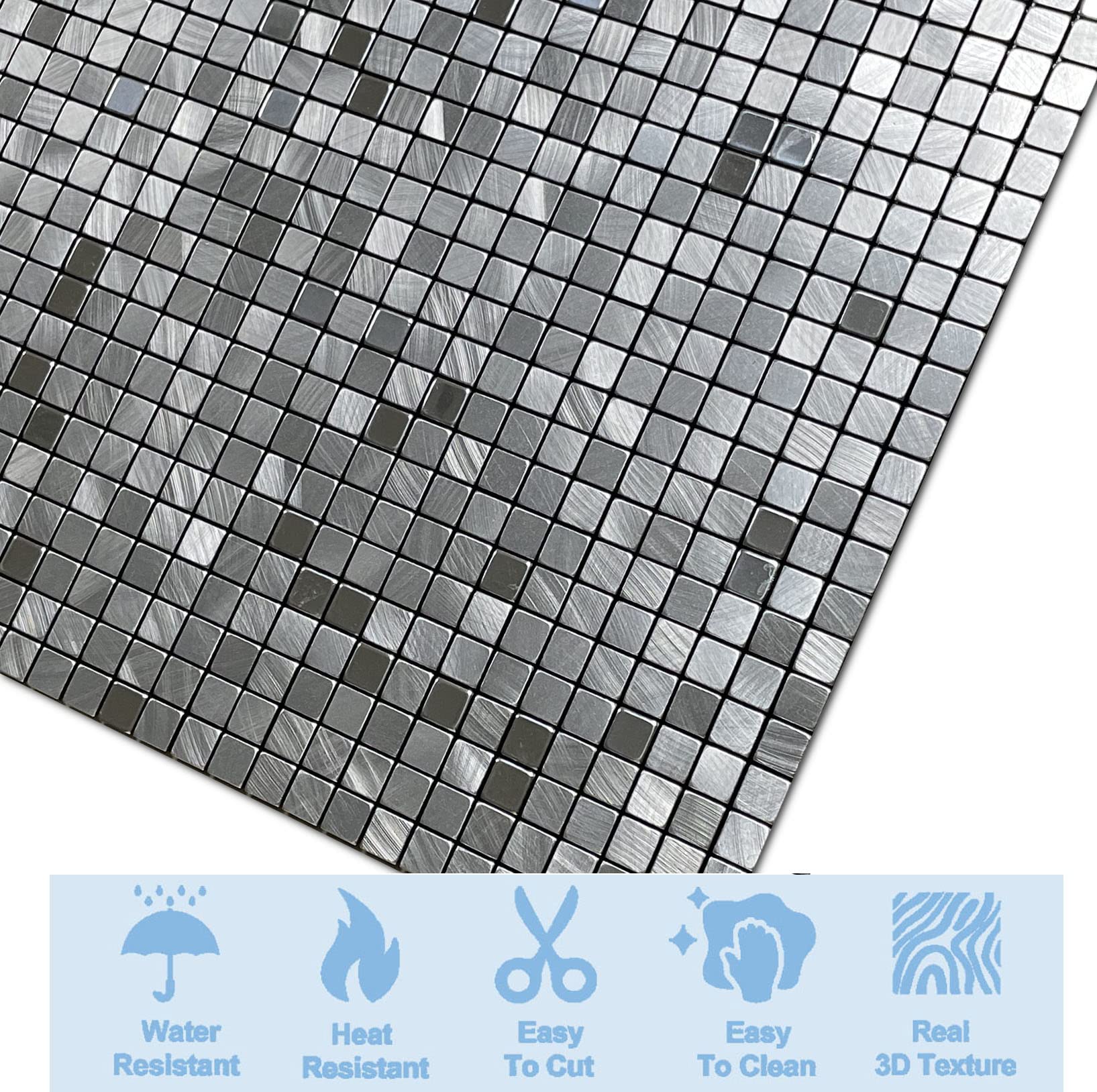 XUANINY 10-Piece Peel And Stick PVC Subway Tile, 3D Wood Texture Floor Stickers Self Adhesive Tiles For Kitchen Backsplash Bathroom Fireplace 12x12 Distressed Wood Grain 10