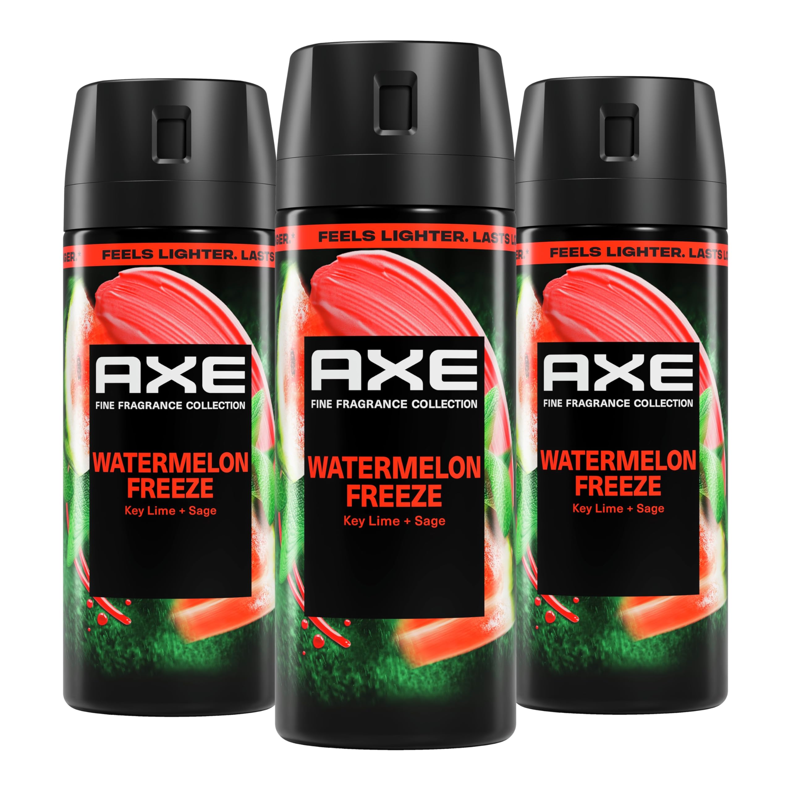 AXE Fine Fragrance Collection Body Spray Watermelon Freeze 3 Count 72 Hour Freshness Aluminum Free 2.9 oz