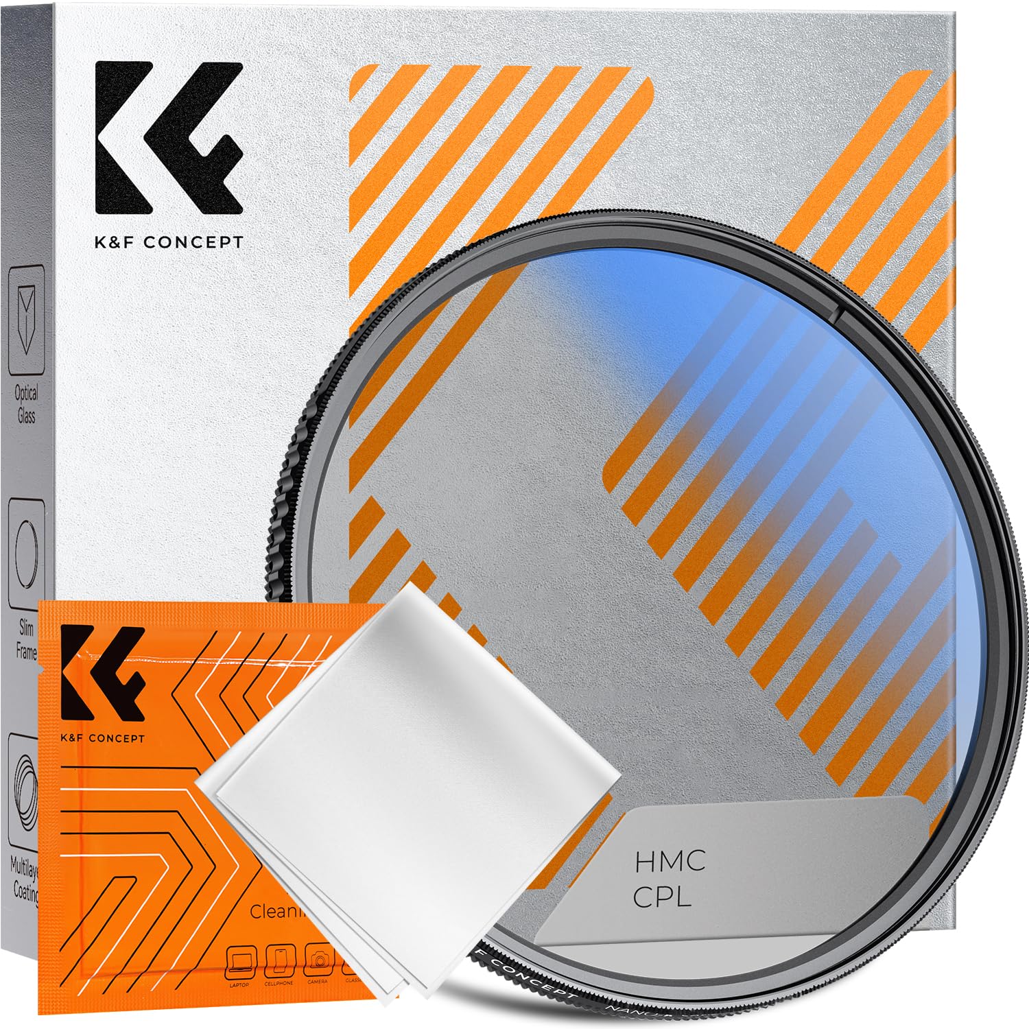 K&F CONCEPT 40.5mm Circular Polarizer Filter Ultra-Slim 18 Multi-Coated Optical Glass Circular Polarizing Filter for Camera Lenses with Cleaning Cloth