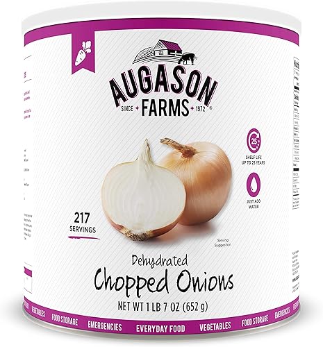 Miniatura 2 de Augason Farms Lata de cebollas picadas deshidratadas No. 10, 1 libra 7 oz (652 g) (5-12000) y bollo de pan blanco miel y mezcla de rollo para
