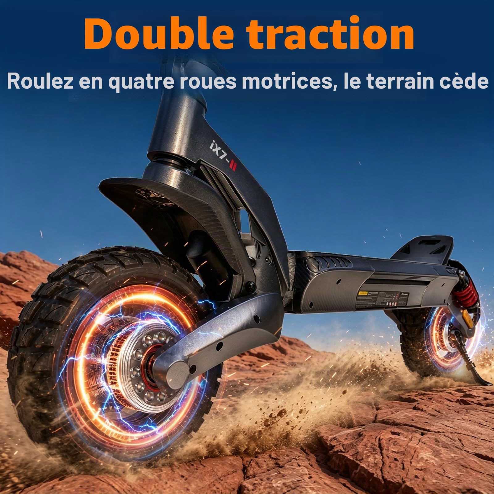 Trottinette électrique avec Homologation routière pour Adulte avec Double entraînement et Clignotant, portée maximale de 80 km, Pente de 35%, capacité de Charge de 150 kg, ABE Pliable, avec Double