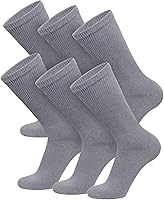 Vista 7 de 6 pares de calcetines tipo crew de algodón para diabéticos sin compresión para neuropatía