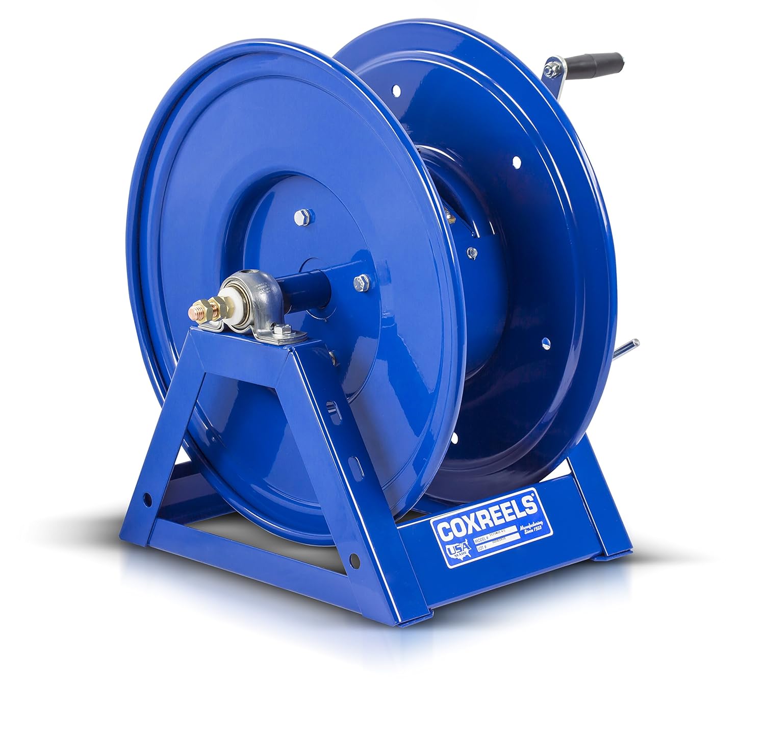 Coxreels 1125WCL-12-C Hand Crank Welding Cable Reel: Up to 2 AWG, 600' Cable Capacity, Less Cable, 450 AMPS