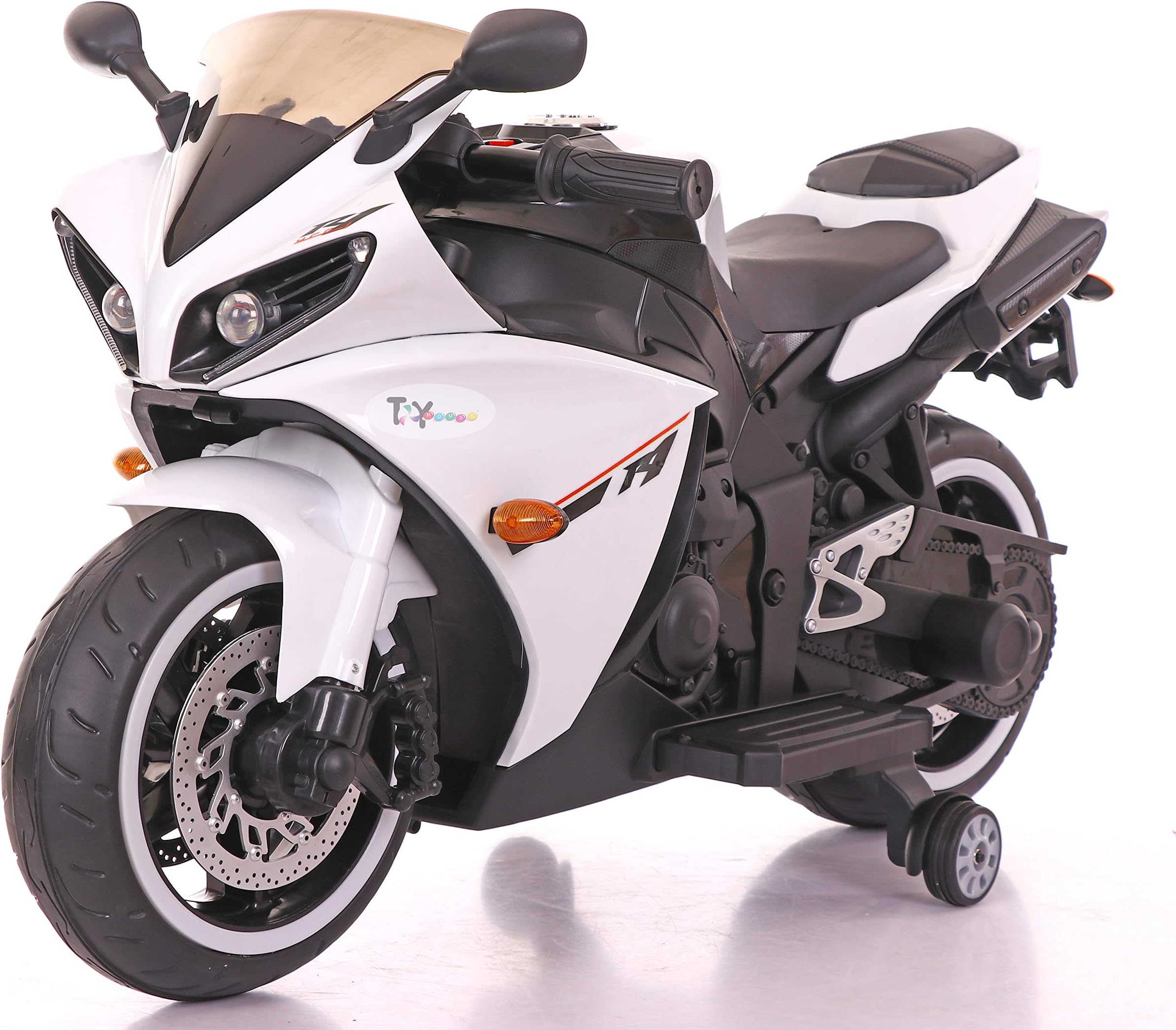 Toy House Yamaha R1 Bike with Rechargeable Battery Operated Ride-on for Kids (White, 2-6 Years)