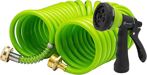 AUTOMAN - Manguera de jardín de etilvinilacetato EVA, varios colores disponibles, manguera de agua rizada incluye boquilla de pulverización de 7