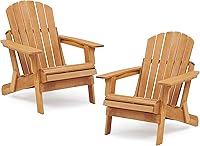 Vista 10 de Silla Adirondack plegable de madera de gran tamaño con respaldo y tabla de asiento premontados, silla de patio de madera para jardín, patio trasero