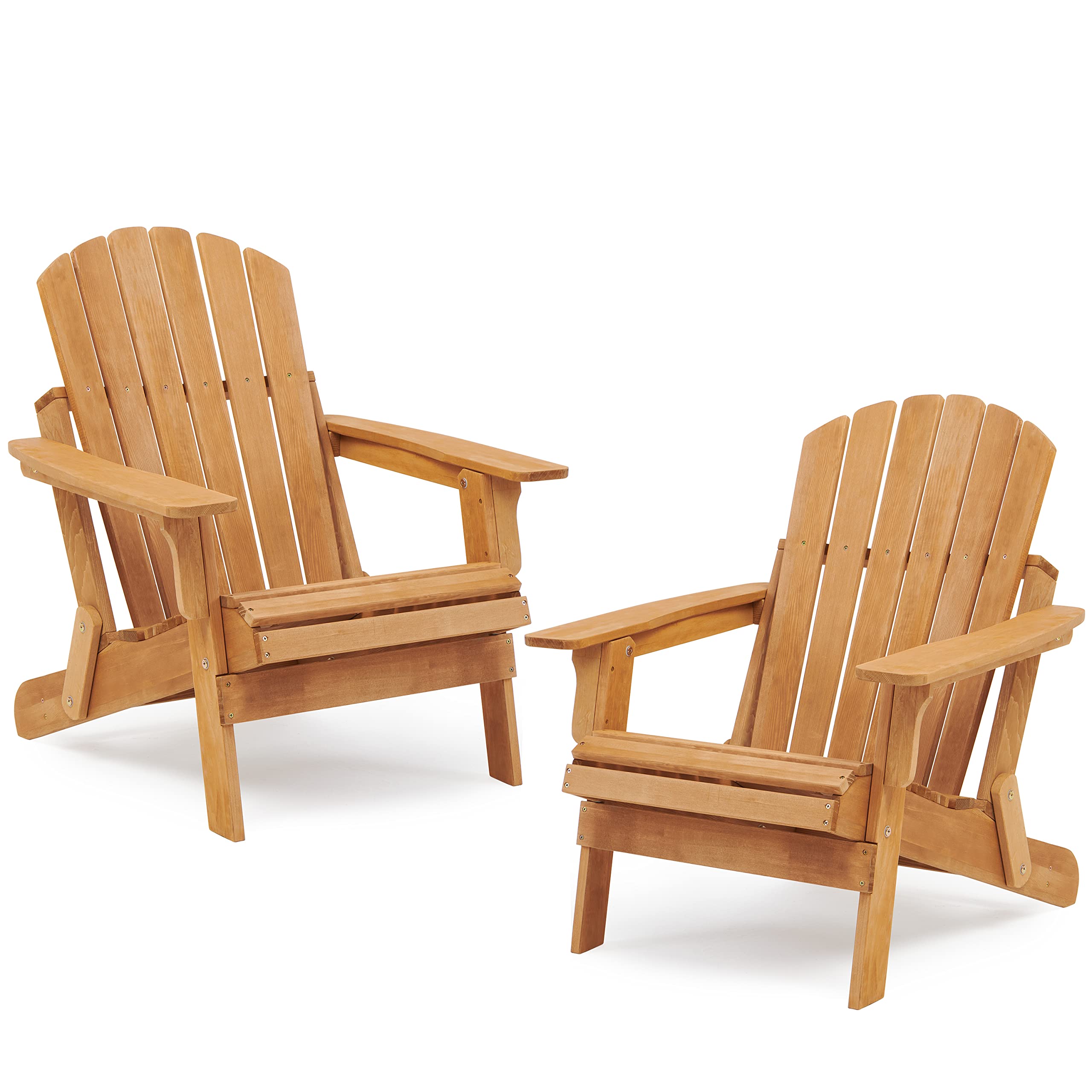 SoliWood Oversize Wooden Outdoor Folding Adirondack Chair Set of 2