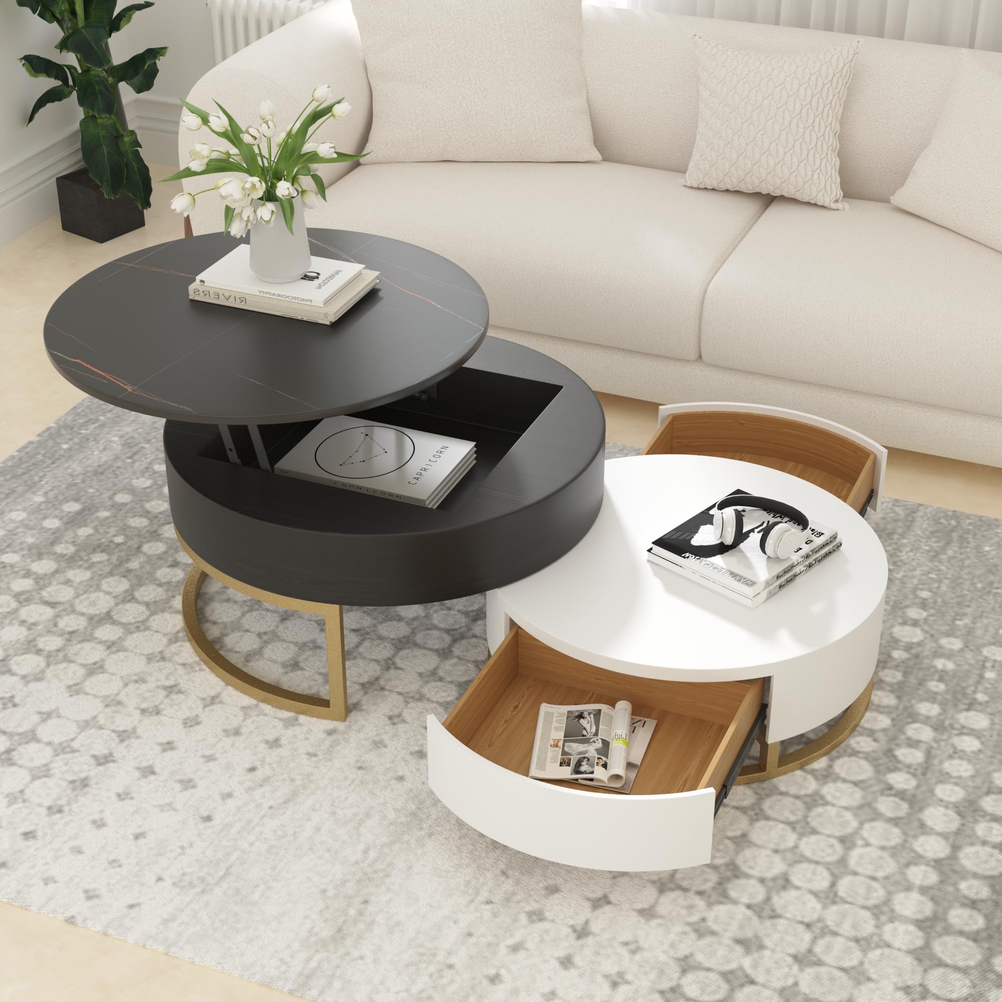 Amazon.com: LovingAHome Modern Lift Top Nesting Coffee Table Set