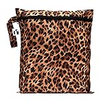 Roamio Waterproof Wet Bag for Baby, Travel, Swim Suit, Cloth Diaper, Pump Parts, Pool, Gym Clothes, Beach, Toiletry, Hook to Stroller, Daycare, Zipper Reusable Bag, Wetdry Packing Pouch, Leopard Print