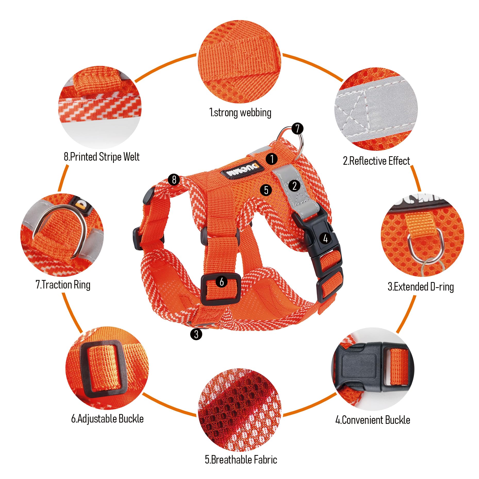 No-Pull Dog Harness for 7-10 lbs Pets, Reflective Escape-Proof Vest with Front Clip, Includes 1.5m Leash - image 8