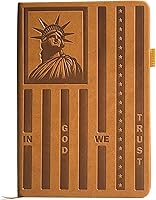 Sankhe IGWT American Icon Leather Journal - A5 Hardcover Notebook with Statue of Liberty Design, 250 College Ruled Pages, Lay Flat, Brown