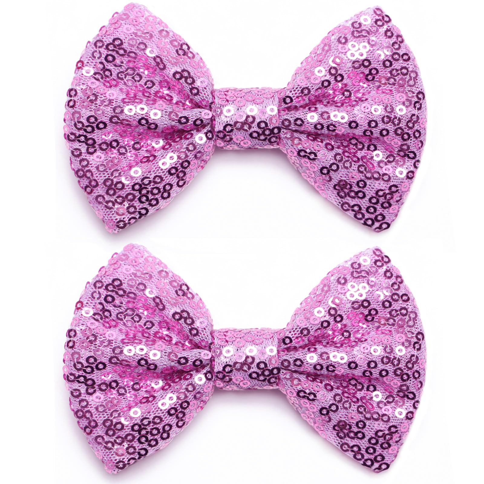 KISZU 4 Inch Sequin Glitter Hair Bows Clips, Sparkling Bling Little Bow HairPins Hair Accessories for Baby Girls Kids Children Teens and Women (Light