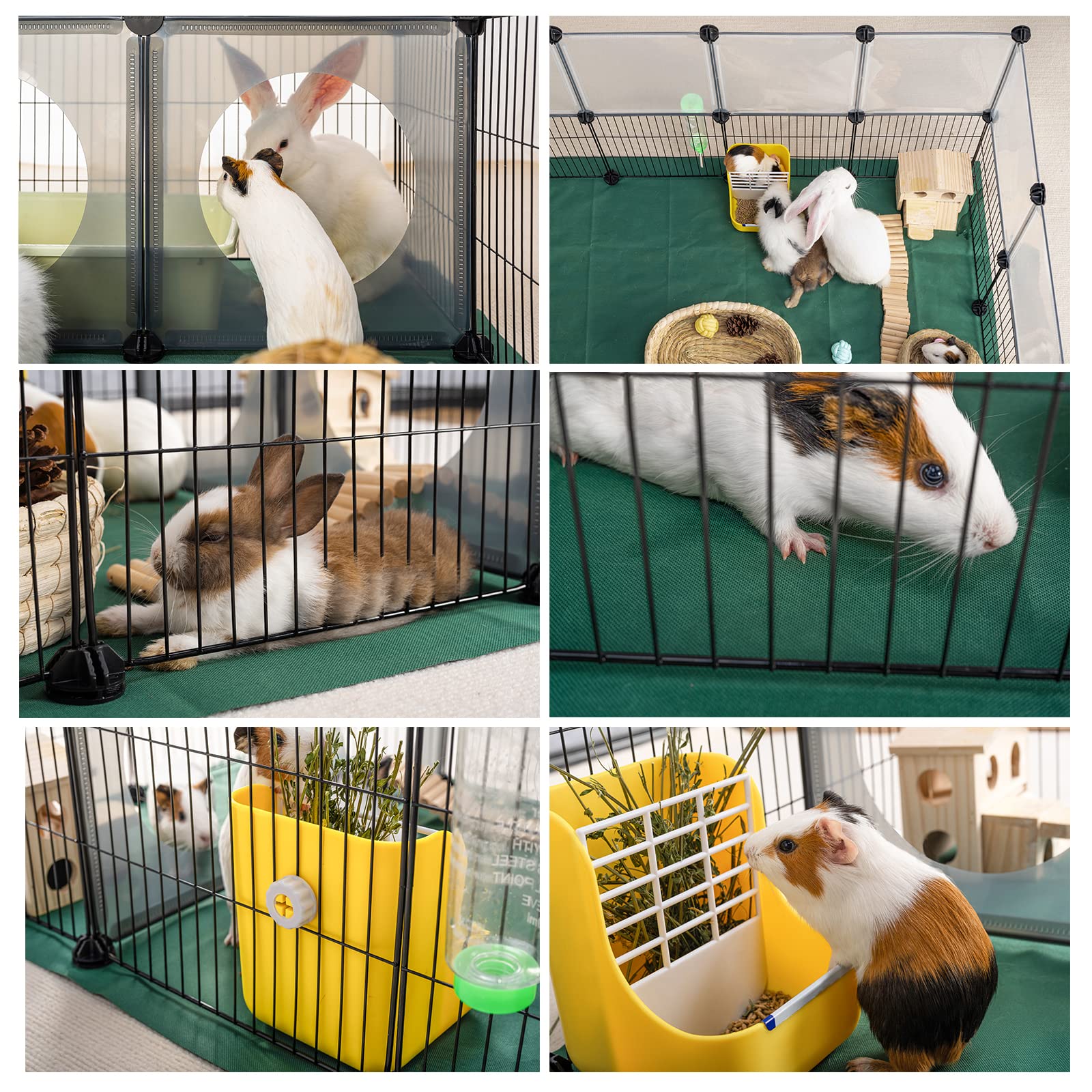 DINMO Corral para Animales Pequeños con Alfombra Oxford, 60 cm de Altura, Valla de Ejercicio para Mascotas, Protector del Hogar, Combinación de Malla de Hierro y Plástico, Visualización, Bricolaje