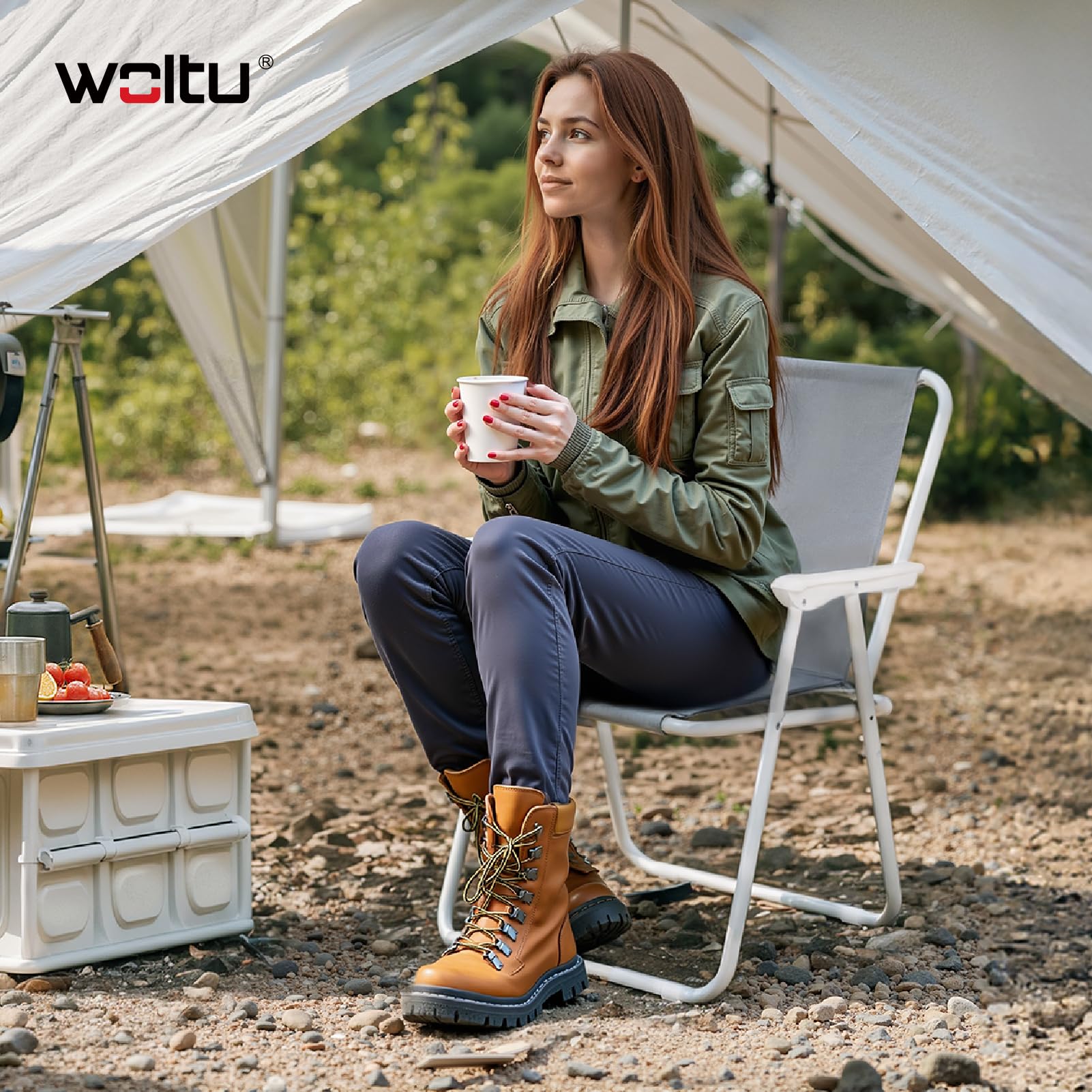 WOLTU Campingstuhl 2er Set Faltbar Leicht, Klappstuhl Camping belastbar bis 100 kg,Gartenstuhl klappbar Strandstuhl für Camping Balkon Garten