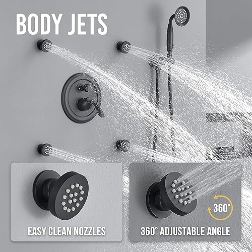 Miniatura 5 de DASAN Juego de grifos de ducha antiguos, sistema completo de ducha de lluvia en la pared con chorros de ducha corporal, accesorios de ducha negro