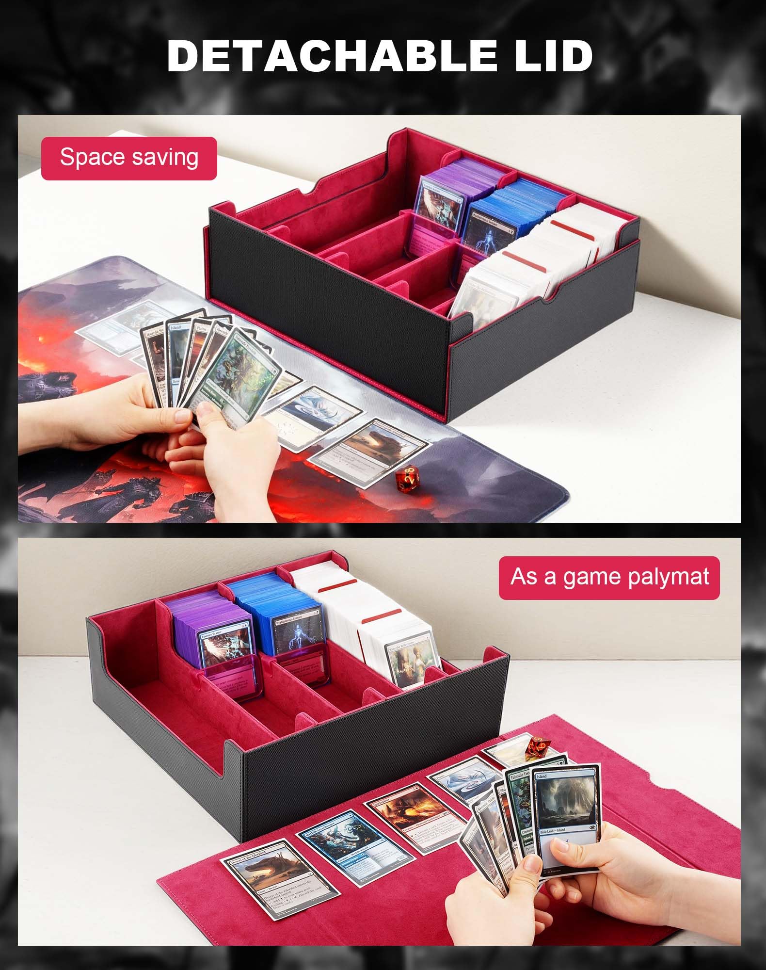 ZLCA Trading Card Storage Box, Commander Card Deck Case Holds 2400+ Cards, MTG Deck Box with 4 Stoppers - Image 4