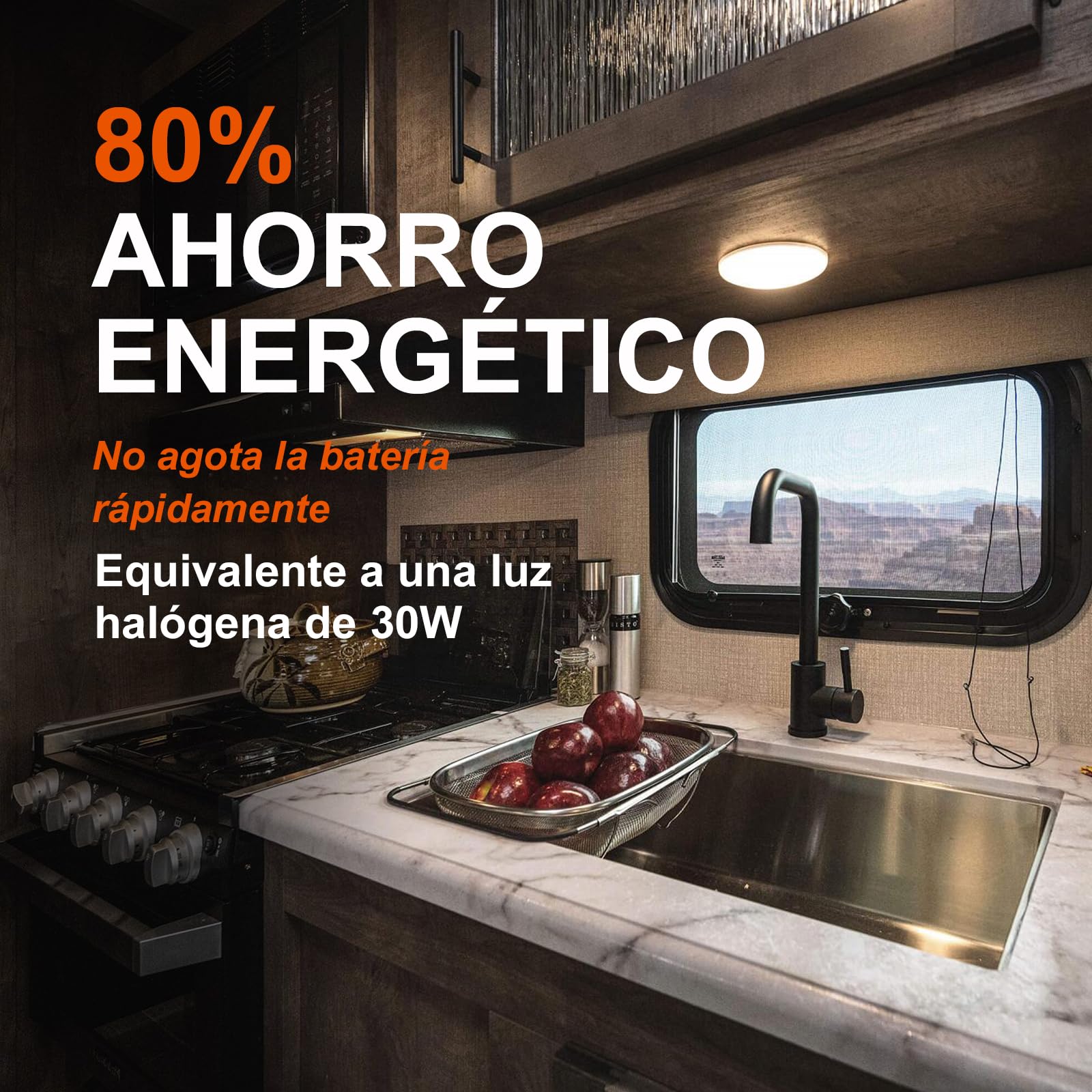 Dream Lighting Lámpara de Techo Autocaravana Luz Interior Casa Rodante Barco 12v Blanco Cálido
