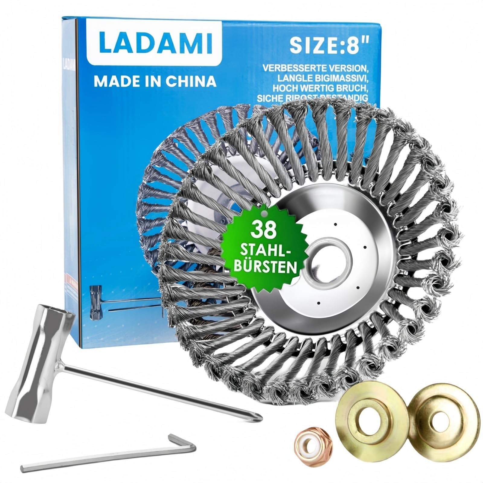 Wire Brush Weed Trimmer Head,Latest Upgrade 2024,8 inch Rotary Weed Eater Head,Suitable for Lawn Mower,Gardening Mower, Moss, Grass, Rust Removal,Etc(8 inch 38 Shares)