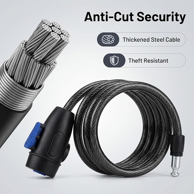 Candado de cable para bicicleta AXADA negro miniatura 3