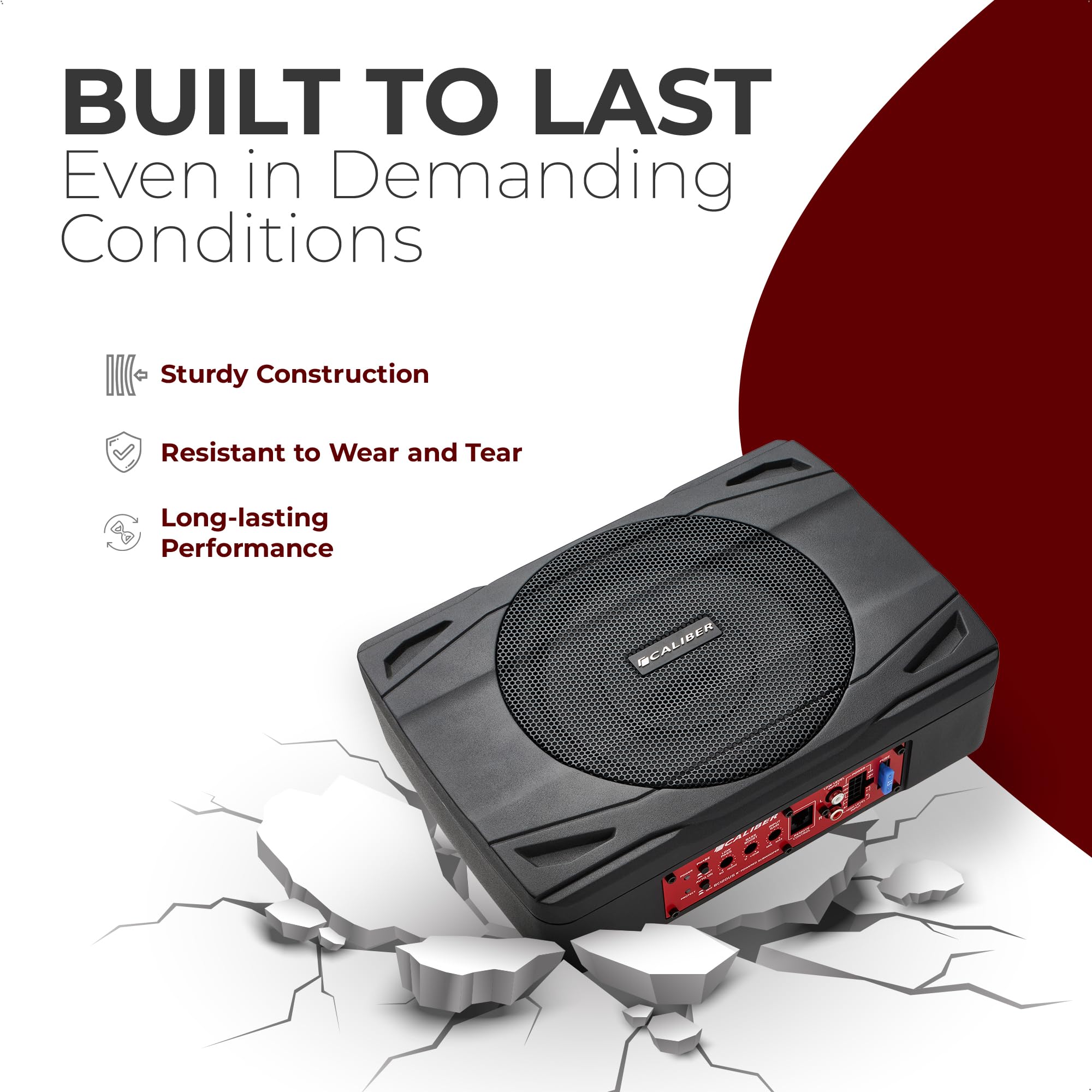 Caliber Haut Parleur Voiture - Caissons de Basse 500W - Subwoofer Voiture - 100W RMS - Noir - 290 x 210 x 72 mm