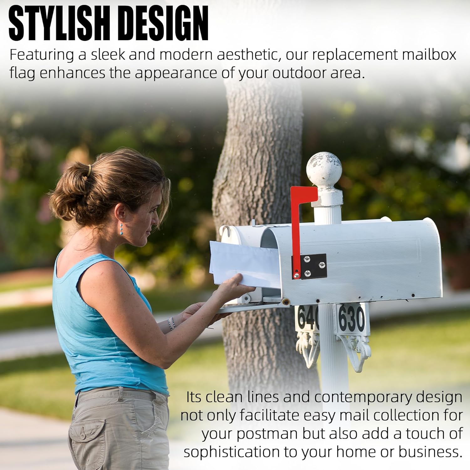 TonGass Mailbox Flag Replacement Kit, Red Metal Mailbox Flag with 4 Self-Tapping Screws + 2 Double-Sided Adhesive Pads, For Wall-Mount and Post-Mount Mailboxes, Carbon Steel, Rust-Resistant Finish